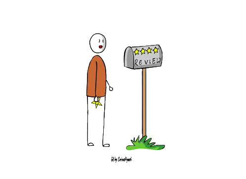 Man Next To Mailbox Saying Reviewed Sticker