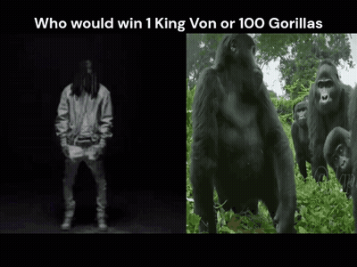 Man Next To Picture Of Gorillas GIF