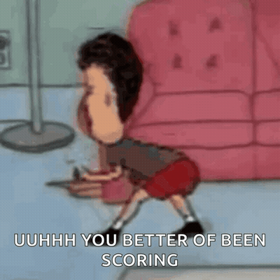 Man Next To Pink Couch Saying Uhhhh You Better Of Been Scoring GIF