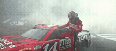 Man Next To Red Race Car Number 14 GIF