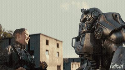 Man Next To Robot With Fallout GIF