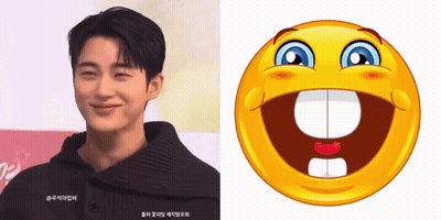 Man Next To Smiley Face GIF