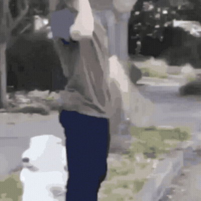 Man Next To White Dog GIF