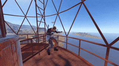 Man On Balcony Overlooking Ocean GIF