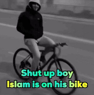 Man On Bicycle Feet Up Ready For Pickup GIF