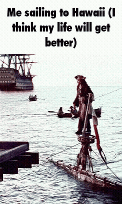 Man On Boat Sailing To Hawaii GIF