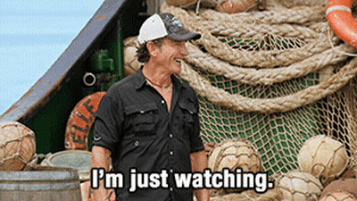 Man On Boat Saying I'm Just Watching GIF