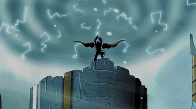 Man on Building With Lightning
