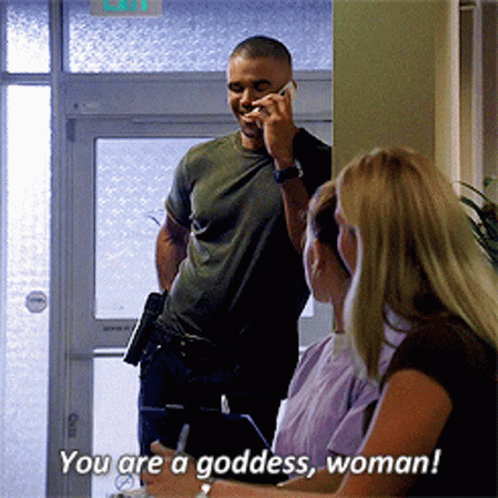 Man On Cell Phone Next To Woman You Are A Goddess Woman GIF