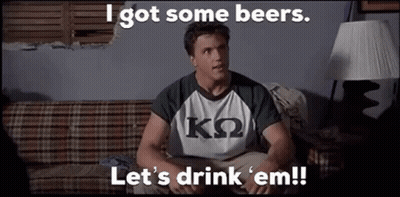 Man On Couch Wearing I Got Some Beers Shirt GIF