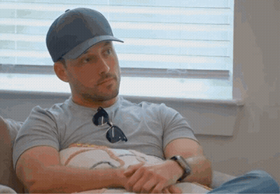 Man On Couch With Hat And Sunglasses GIF