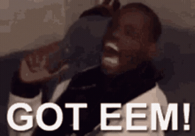 Man On Couch With Open Mouth Saying Got Eem GIF