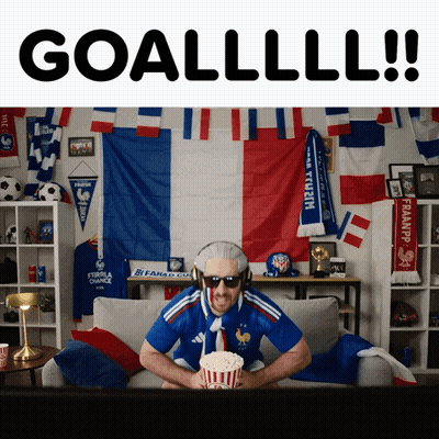 Man On Couch With Popcorn And Goal GIF