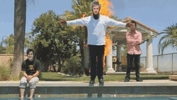 Man On Fire Falling On Pool GIF