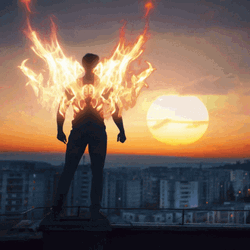 Man On Fire Forming Angel Wings GIF