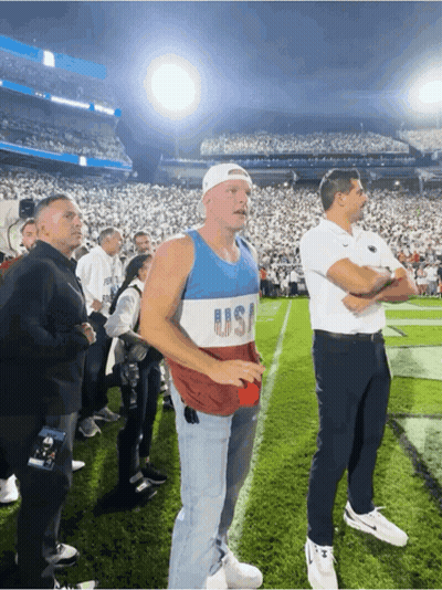 Man On Football Field In USA Tank Top GIF