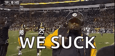 Man On Football Field Saying We Suck GIF