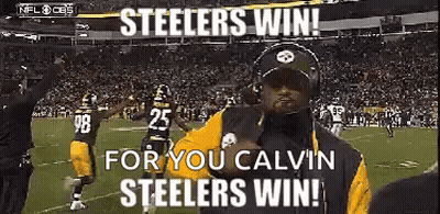 Man On Football Field With Microphone Says Steelers Win GIF