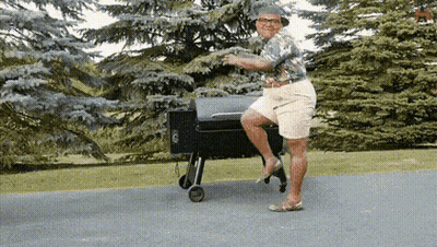Man On Grill Legs Crossed GIF