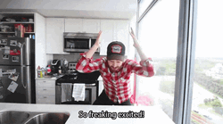 Man On Home Kitchen Got Excited Meme GIF