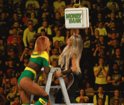 Man On Ladder Holding Money Bank Box GIF