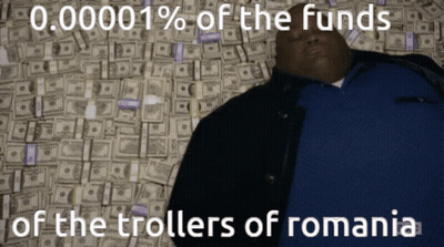 Man On Money Pile 0.00001% Of Trollers Romania GIF