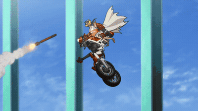 Man On Motorcycle With Rocket GIF