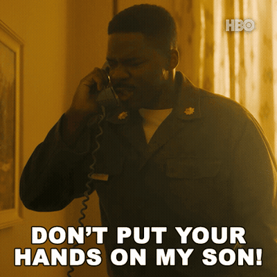 Man On Phone Don't Put Your Hands On My Son GIF