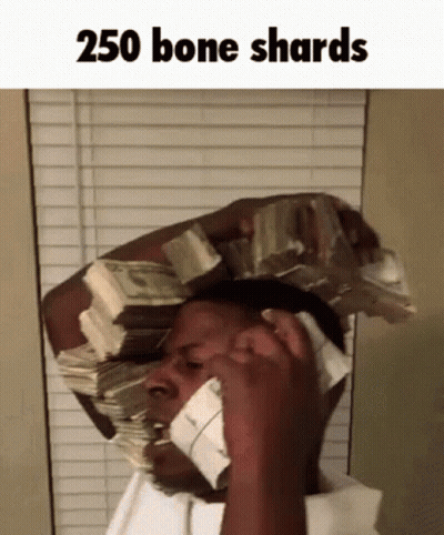 Man On Phone Holding Pile Of Money On Head GIF