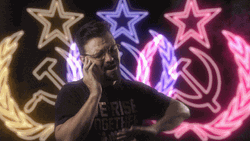 Man On Phone Ussr Symbols Background GIF