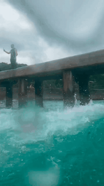 Man On Pier Overlooking Ocean GIF