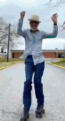 Man On Road Roller Skating GIF
