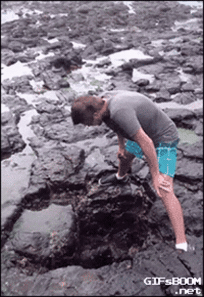 Man On Rocky Beach GIF