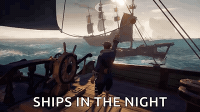 Man On Ship Saying Ships In The Night GIF