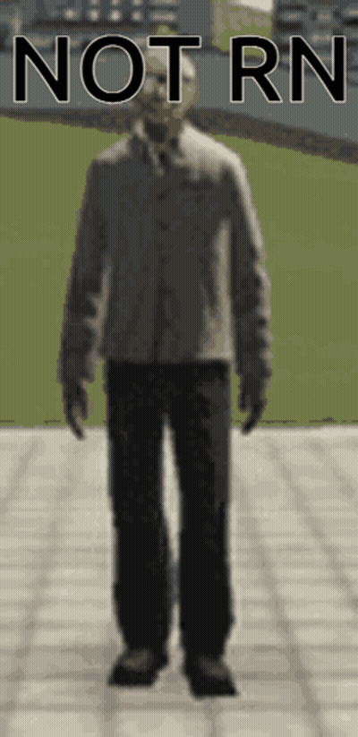 Man on Sidewalk Saying Not Rn