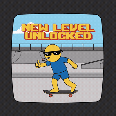 Man On Skateboard With New Level Unlocked GIF