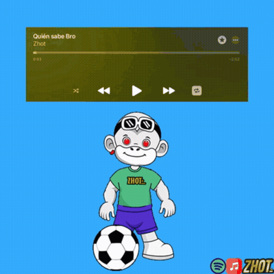 Man On Soccer Ball Next To Screen Saying Zhot GIF