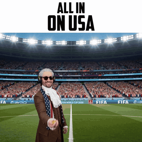 Man On Soccer Field All In On USA GIF