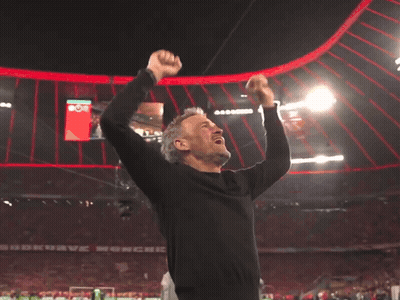 Man On Soccer Field Arms In Air 1974 Sign GIF