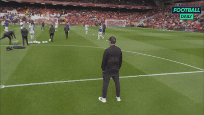 Man On Soccer Field Edge With Football Daily Banner GIF