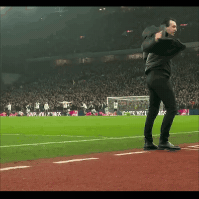 Man On Soccer Field In Front Of Crowd And Wings Sign GIF