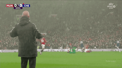 Man On Soccer Field In Front Of Crowd Watching Sky Sport Live GIF