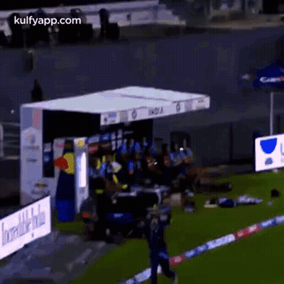 Man On Soccer Field In Front Of India Sign GIF