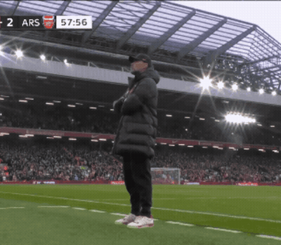 Man On Soccer Field In Front Of Scoreboard Saying 2 ARS GIF