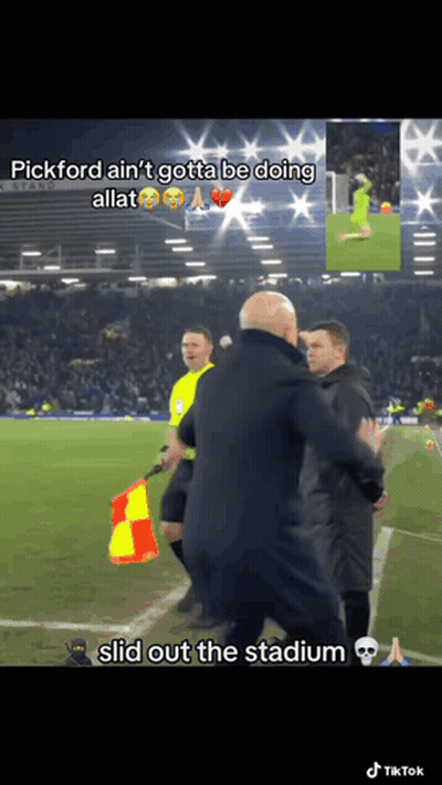 Man On Soccer Field Saying Pickford Ain't Gotta GIF