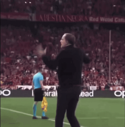 Man On Soccer Field With La Bestia Negra Sign GIF