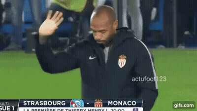 Man On Soccer Field With Monaco Screen GIF