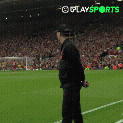 Man On Soccer Field With Playsports Logo GIF