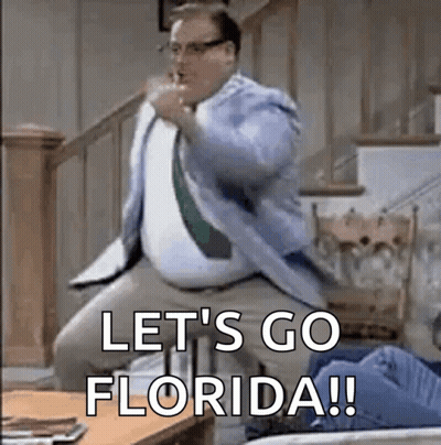 Man On Stool In Living Room Let's Go Florida GIF
