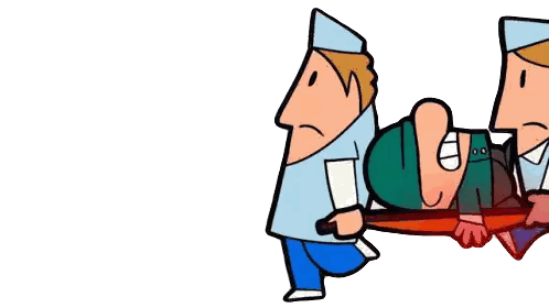 Man On Stretcher Carried By Doctors Sticker